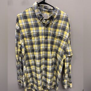Duluth Trading Co Men's Yellow Plaid Flannel Shirt